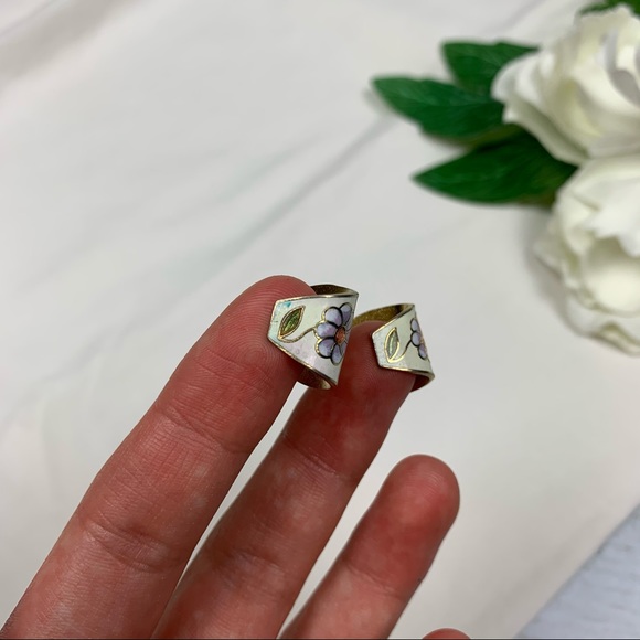 Vintage Asian Cloisonne Butterfly Flower Earrings - Picture 9 of 9